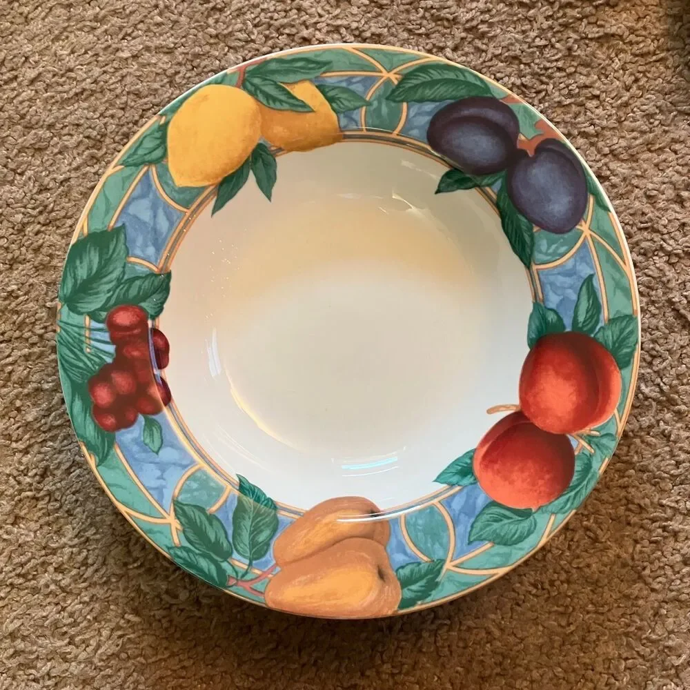 Set of 4 Victoria & Beale Forbidden Fruit Rimmed Soup Bowls 9024